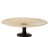 an image of a cake plate with a black base on a white background
