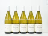 six bouteilles de vin sont alignées sur une surface blanche