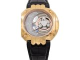 an image of a black and gold watch on a white background