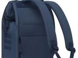 the backpack is blue and has straps on it