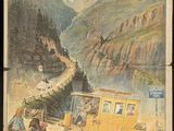 un vieux livre sur lequel figure l'image d'une voiture roulant sur une route de montagne
