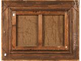 an old picture of a wooden frame with a window in the middle