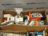 a box full of assorted electrical equipment in it