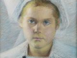 portrait d'une jeune fille portant un turban blanc