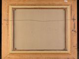 an old picture of a painting on a easel with a wooden frame