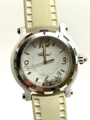 CHOPARD. Montre en acier et céramique blanche, modèle Happy … - Photo 1