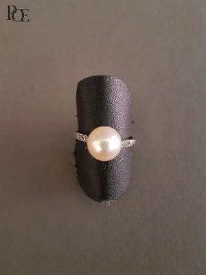 bague en argent sterling ornée d'une perle et de zircons synthétiques