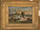 une image représentant un tableau où l'on voit une femme allongée sur une plage