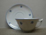 une tasse à thé et une soucoupe posées sur une table