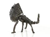 statue of an ostrich made of bronze on a white background