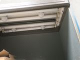 a picture of a window with a bunch of boxes in it