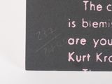 a black card with pink writing on it that says this is the end of the day