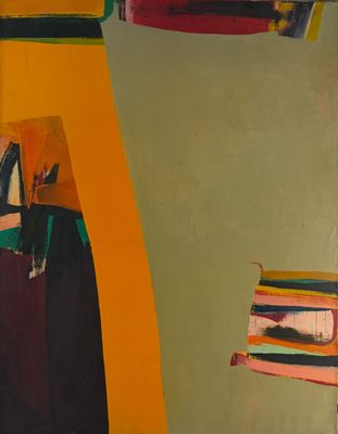 an image of a painting of a woman standing in front of a wall