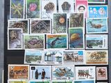 a picture of a collection of stamps on a table