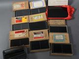 many boxes of different items that are on the table