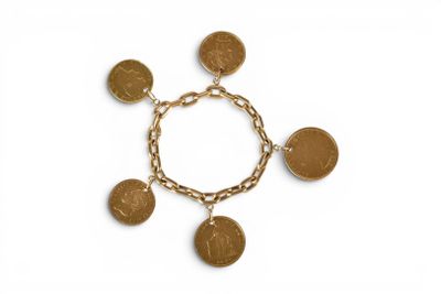 BRACELET en or jaune 750 millièmes à mailles forçat, retenan…