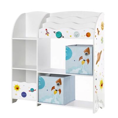 une image représentant une bibliothèque pour enfants sur le thème de l'espace