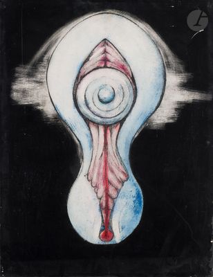 une image représentant un tableau représentant le visage d'une femme à l'intérieur d'une ampoule