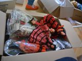a box full of toys sitting on a table