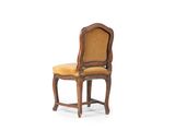 an image of a wooden chair with a yellow upholstered seat