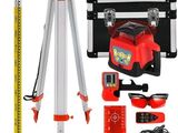 une image représentant un ensemble d'outils comprenant un trépied, un mètre ruban et une mallette