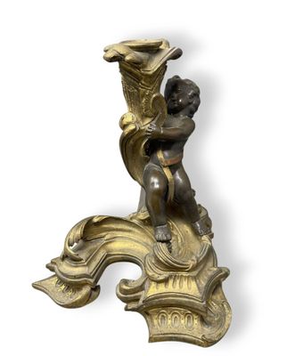 HAZARD Eugène (1838-1891) Base de candélabre en bronze patin…