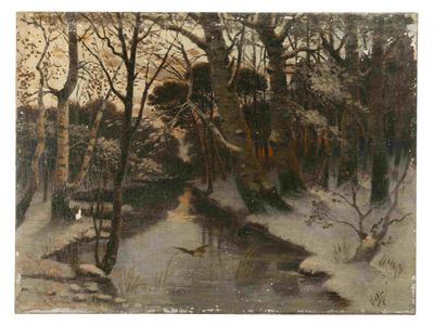 HANS HERRMANN (1858–1942) Winter Evening in the Forest