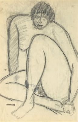 l'image d'un dessin représentant une femme nue assise sur une chaise