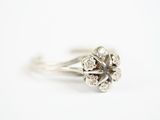 une image représentant une bague ornée d'une fleur en diamant sur fond blanc