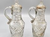 pair of antique cut glass vases with lids and handles