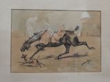 une photo d'un tableau représentant un cheval et un chien
