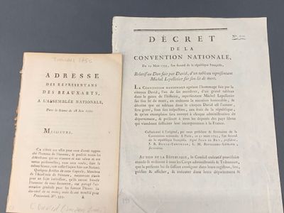 ). (DAVID (Jacques Louis).) Lot de 2 imprimés révolutionnair…