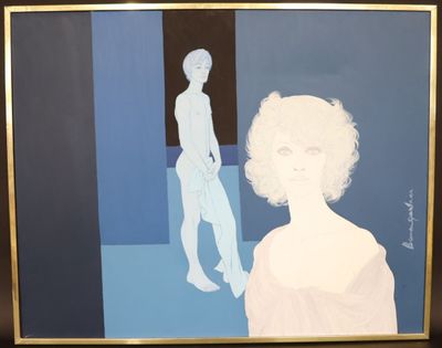 ECOLE MODERNE Belle poupée Acrylique sur toile signée (illis…