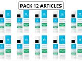 lot de 12 articles sur fond blanc avec des étiquettes bleues et vertes