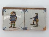two pictures of a man with a gun and a woman with a hat