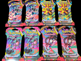 six paquets de cartes à collectionner Pokémon sur fond noir