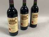trois bouteilles de vin posées sur une table l'une à côté de l'autre