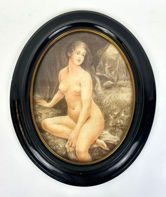 Emil FREI (1882-1955) Nu assis Sanguine et crayon sur papier…