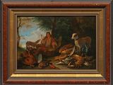 une image représentant un tableau où l'on voit un groupe d'oiseaux dans un décor boisé