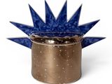 blue starburst candle holder on a white background