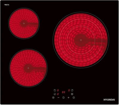 Hyundai Plaque vitrocÃ©ramique en verre noir HV3601.