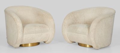 Paar Clubsessel von Eichholtz Cremefarbener Plüsch. Corps en…