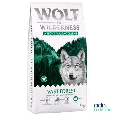 Aliments secs pour chiens « Wolf of Wilderness » destinés à la gestion du poids