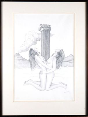 Marc EEMANS (1907-1998). "Femmes à la colonne", mine de plom…