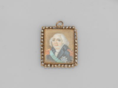 un portrait miniature représentant un homme en costume-cravate