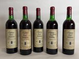 four bottles of wine are lined up on a table