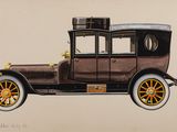 dessin représentant une vieille voiture avec des bagages posés sur le toit