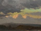 an image of a painting of a cloudy sky over a body of water