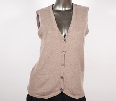 Eric BOMPARD Gilet sans manche en cachemire beige. Fermeture…