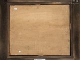 an old picture of a wooden frame with a piece of paper in it